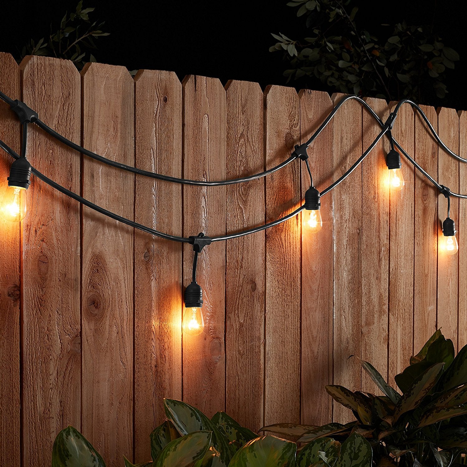 48 Foot Outdoor Weatherproof String Lights with 15 Incandescent Bulbs
